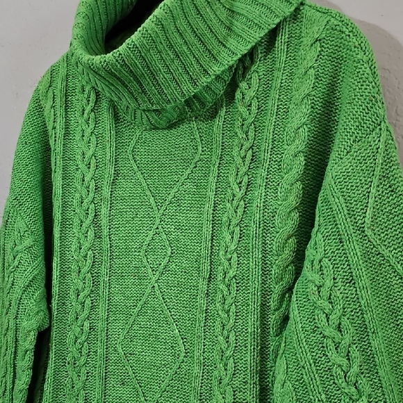 Anthropologie/Sanctuary Chunky Cable Knit Cowl Neck Sweater, Green, Womens Large - Picture 3 of 9